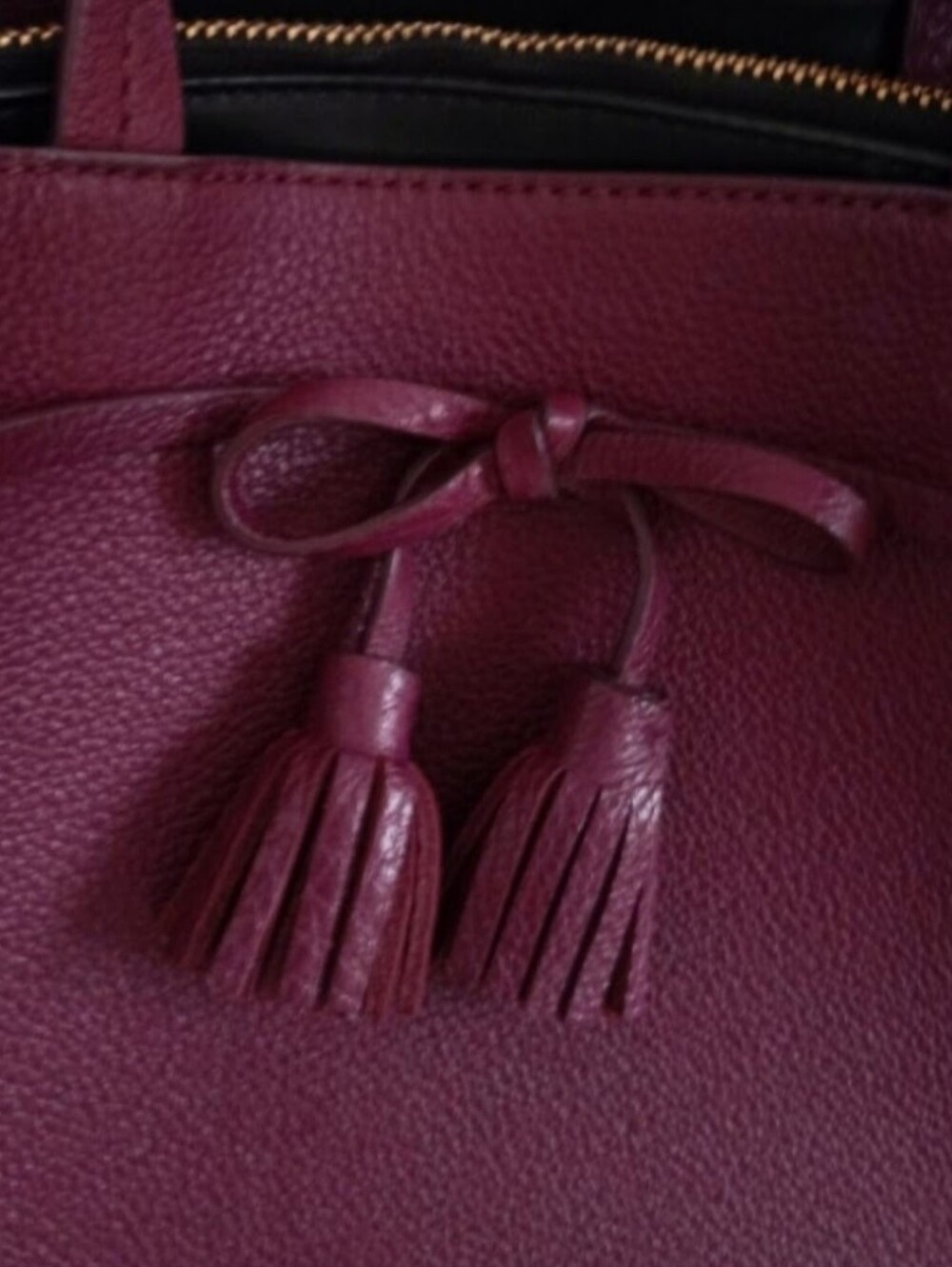 Kate Spade mulberry color pebbled leather tote purse with tassel details - Picture 5 of 11
